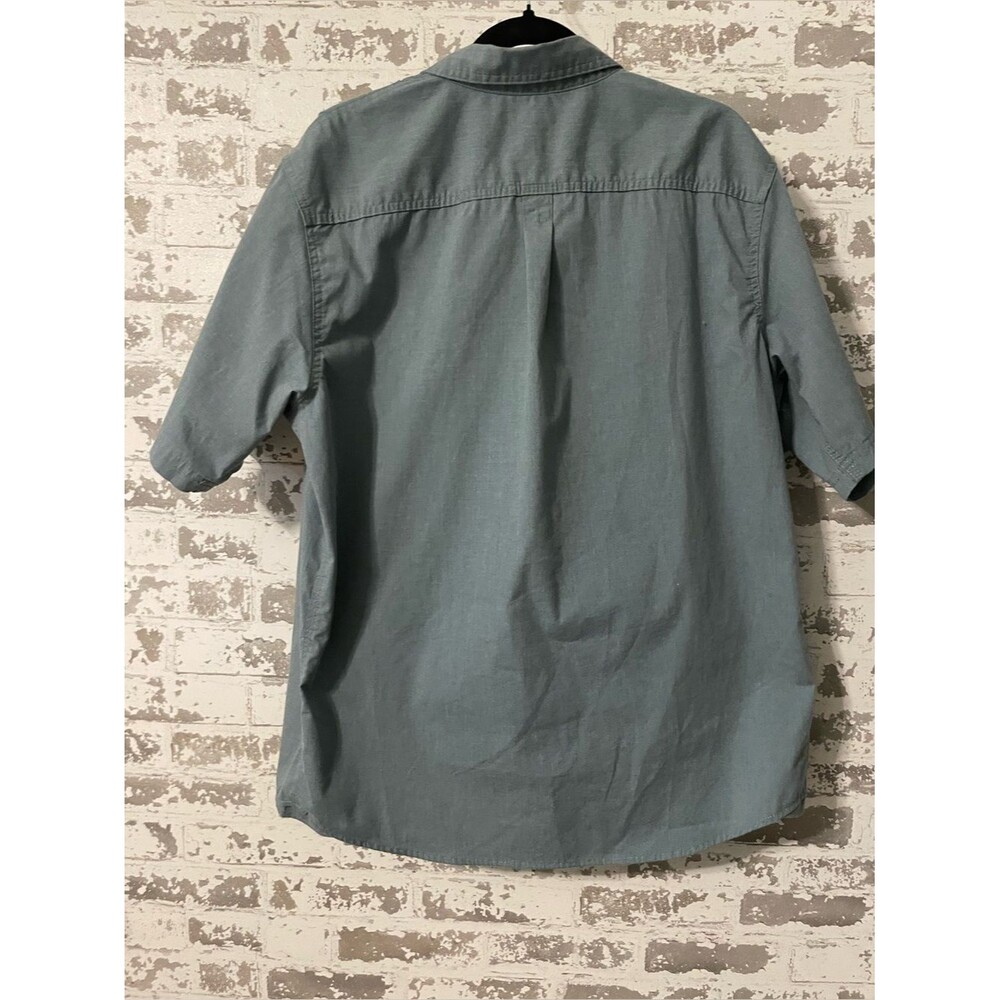 Wrangler Utility Button Front Work Shirt Gray Sage L Cotton Blend Short Sleeve - Picture 6 of 7
